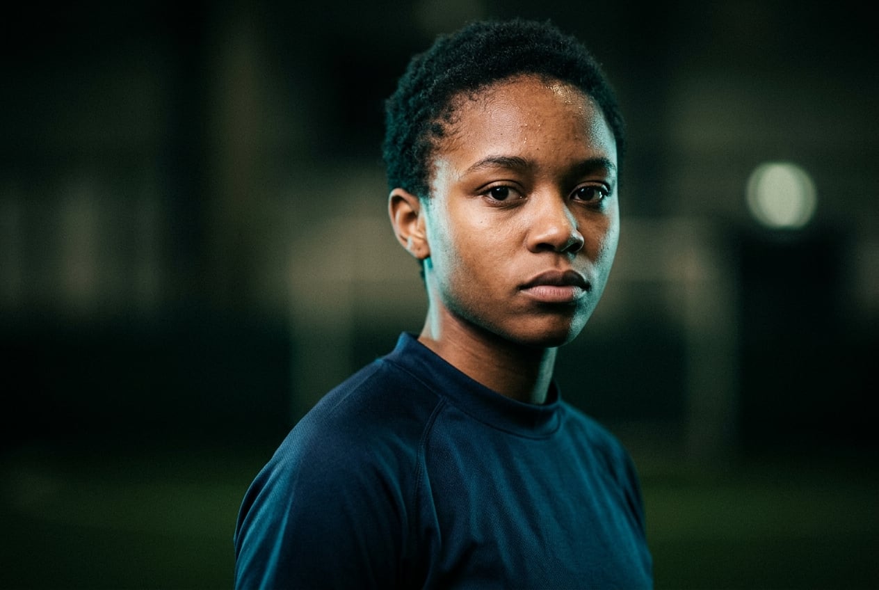 A determined young student-athlete telling their story to camera