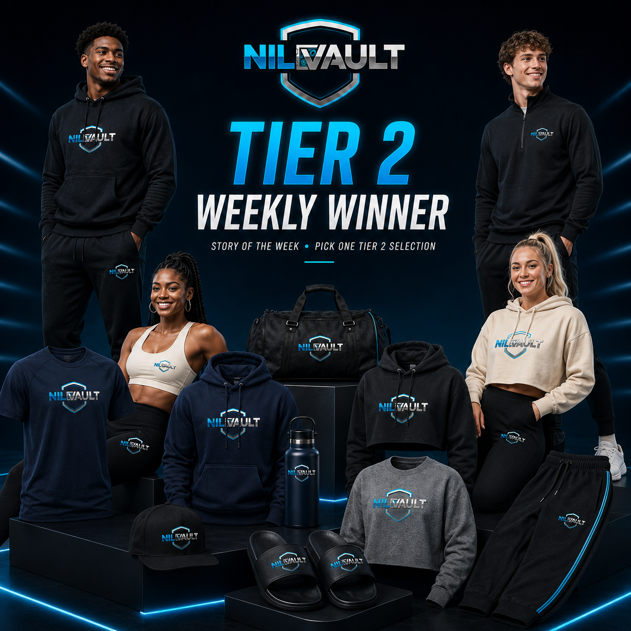 Weekly Winner NILvault swag — Pullover hoodie, Women's cropped hoodie, Heavyweight crewneck and more